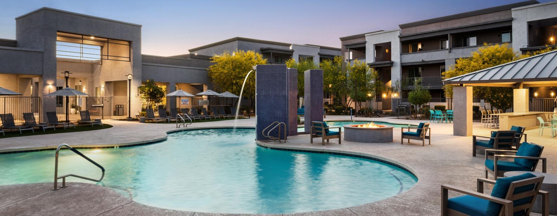 a swimming pool in a backyard