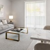 a living room with a large window